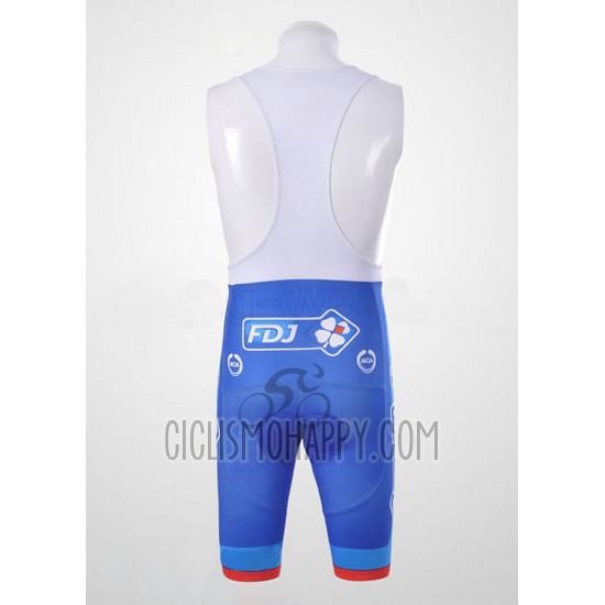 FDJ Cycling Jersey Bib Short 2010 Short Sleeve White and Sky Blue